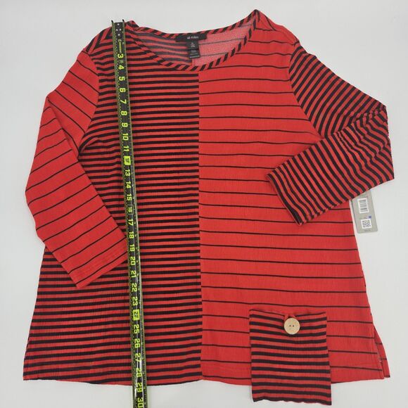 Ali Miles Mixed Stripe Print Tunic Blouse Top Womens Size XL Boho Patchwork - Picture 5 of 9